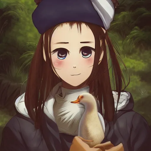 Image similar to portrait of the duck farmer, anime fantasy illustration by tomoyuki yamasaki, kyoto studio, madhouse, ufotable, comixwave films, trending on artstation