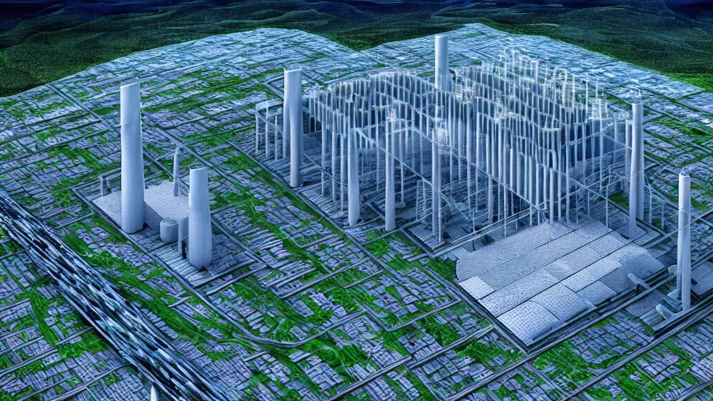 Image similar to Nuclear Forest Hybrid Power Station; Location: Quito, Ecuador; by Vincent Callebaut; Cinema 4K, 8K;