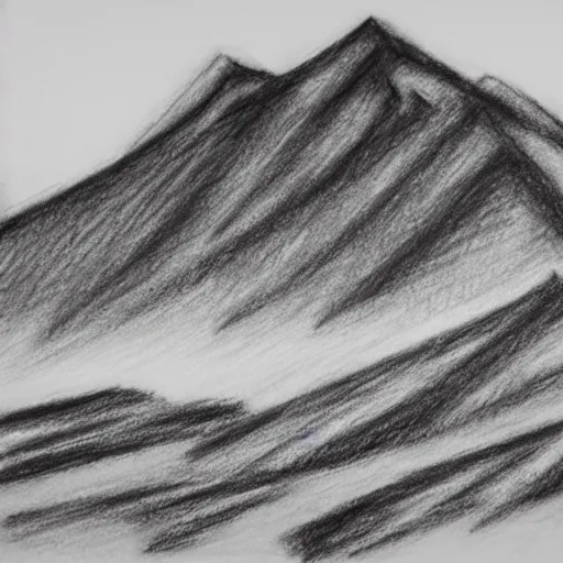 Image similar to charcoal pencil sketch of mountains, lower third, high contrast, black and white