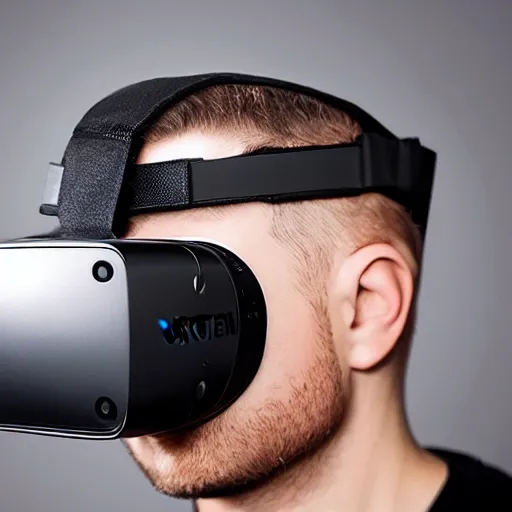 Image similar to next generation virtual reality headset, futuristic, studio photo