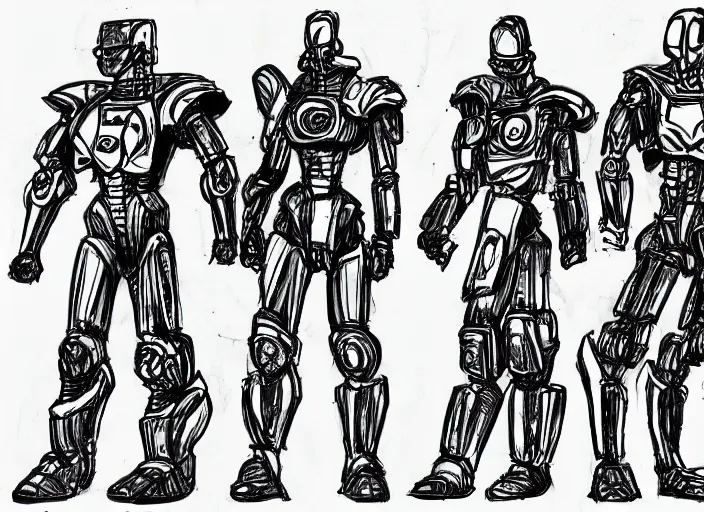 Image similar to professional basic drawings of evil warlord robots