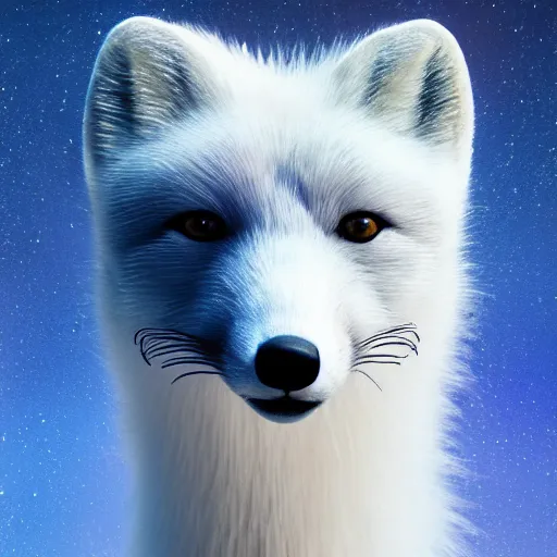 Image similar to portrait arctic fox, galaxy background, octane, cinematic, hyper realism, high detail, octane render, 8k