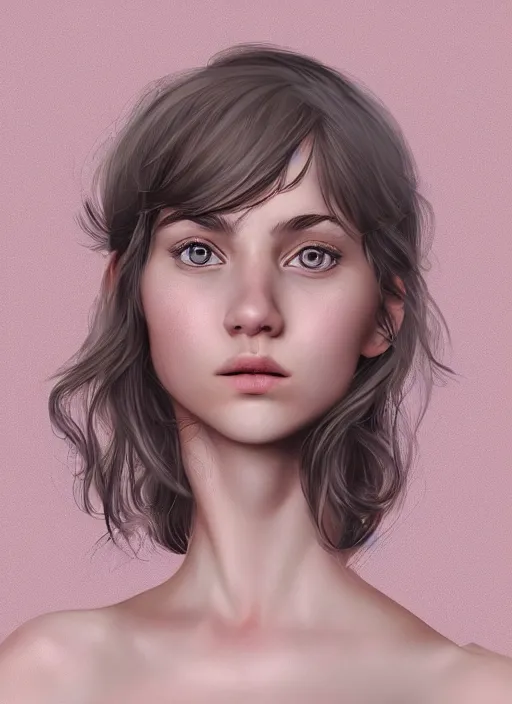 Image similar to a higly detailed digital art portrait of a cute, playful young woman by laia lopez