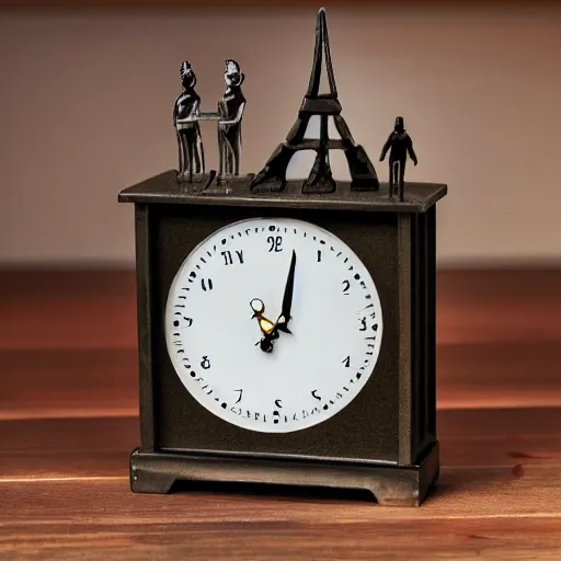 Image similar to a clock with eiffel tower as hours hands