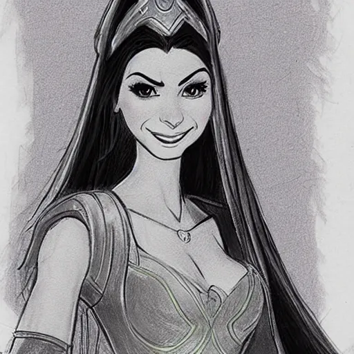 Image similar to milt kahl sketch of victoria justice as princess padme from star wars episode 3