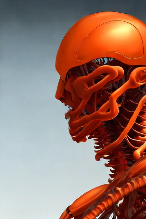 Prompt: hyperrealistic close-up translucent intricate exoskeleton!! sad chinese man covered highly detailed concept art eric zener elson peter cinematic side soft orange light high angle hd 8k sharp shallow depth of field