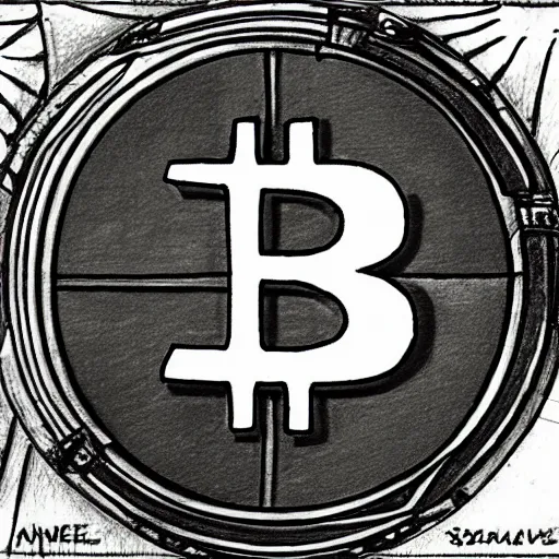 Image similar to an ancient drawing of a bitcoin