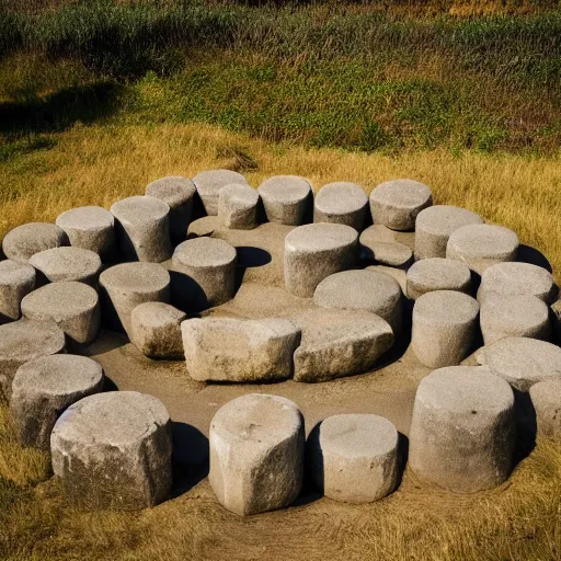 Image similar to game of go played with megaliths, photography