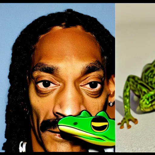 Prompt: Snoop Dogg. FROG. Curvy Female body.