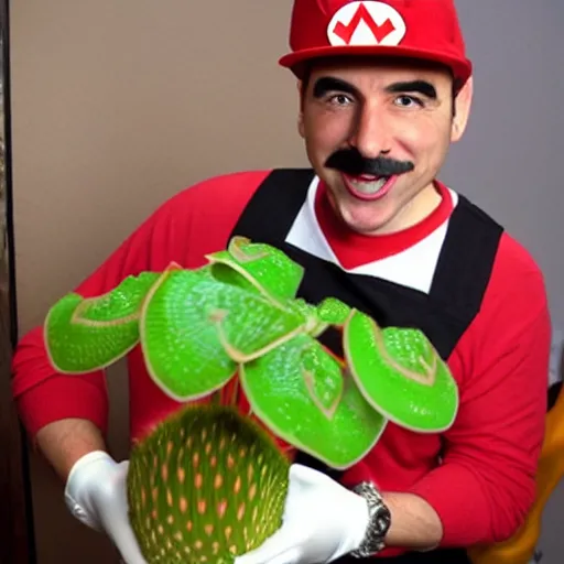 Prompt: super Mario with giant Venus flytrap