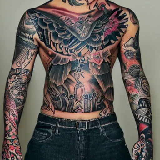 Image similar to A tattooed man