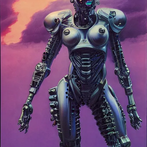 Image similar to a epic female cyberpunk powered armor, super complex and instruct, epic stunning atmosphere, hi - tech synthetic rna bioweapon nanotech demonic monster horror by syd mead, michael whelan, jean leon gerome, junji ito