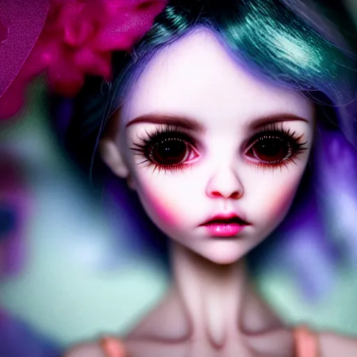 Prompt: beautiful cinematic uhd 8 k oil painting of miss molly, ultra perfect, vivid dream, living nightmare, night terror, agoraphobia, shyness, anxiety, depressing, ghostly, bjd dolls, dollfie dream, cuteness, prettiness, distrustfulness, nostalgic, ephemeral, chemical imbalance, portrait of face, coherent image, three dimensions.