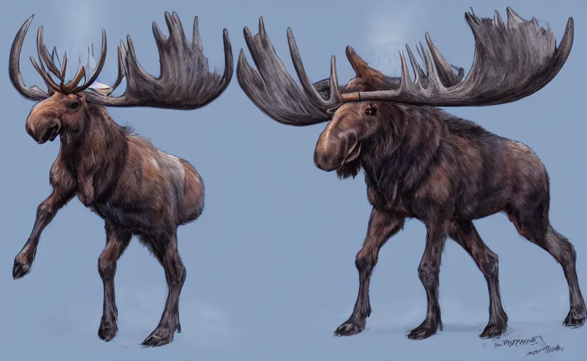 Prompt: moose with lightning horns, fantasy art, concept art