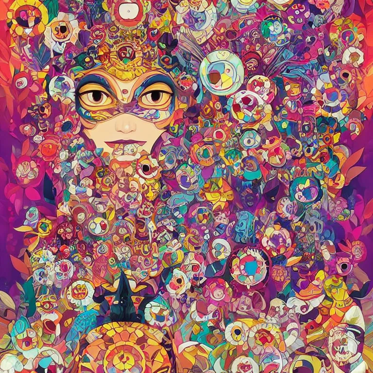 Prompt: DMT City by jeremiah ketner, Jonathan Zawada, Sandra Chevrier, and Takashi Murakami digital art