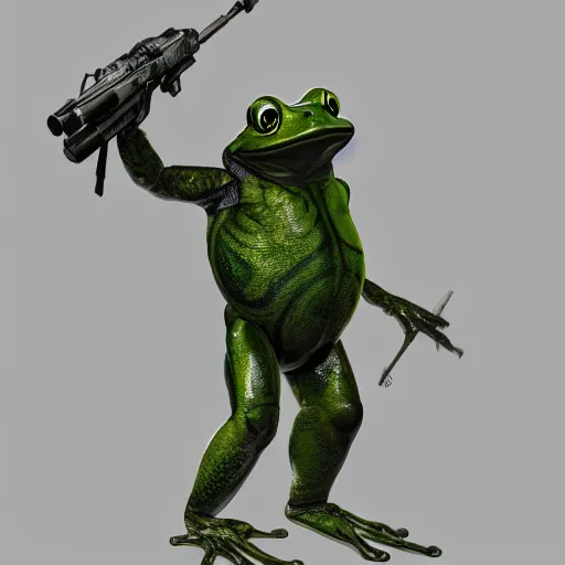 Prompt: a humanoid frog wearing a military uniform, extremely detailed, detailed face, cinematic lighting, trending on artstation