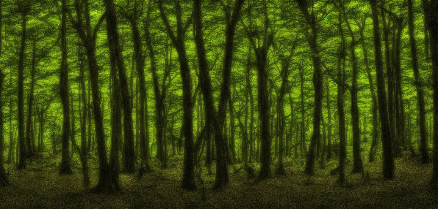 Prompt: dark forest by hattori naoto