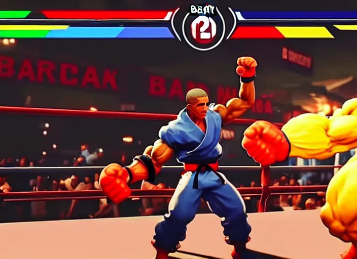 Image similar to ` barrack obama in street fighter v ( 2 0 1 7 ), dynamic pose, official media, ps 4 in - game cinematic, 5 k