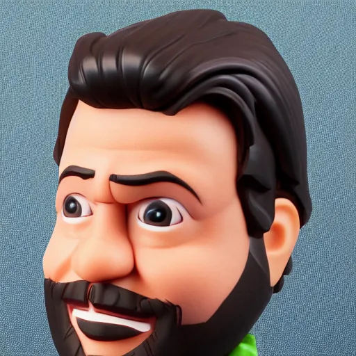 Image similar to Jontron action figure in its package, highly detailed product photo