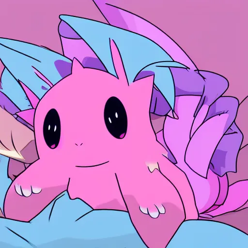 Image similar to Pink Vaporeon Pokemon sleeping