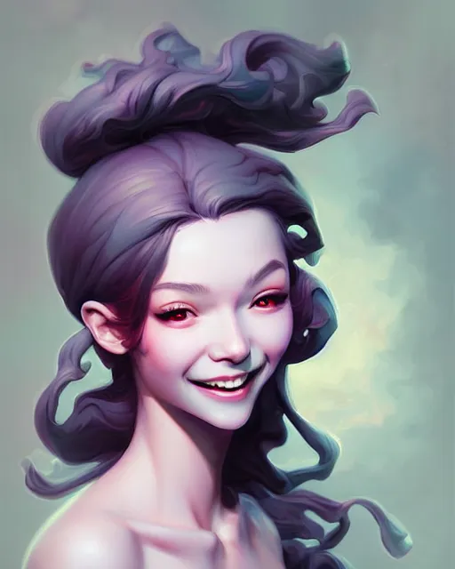 Image similar to digital art, fantasy portrait of smiling girl, by James Jean and by artgerm, by ross tran , ultradetailed, charachter design, concept art, trending on artstation,