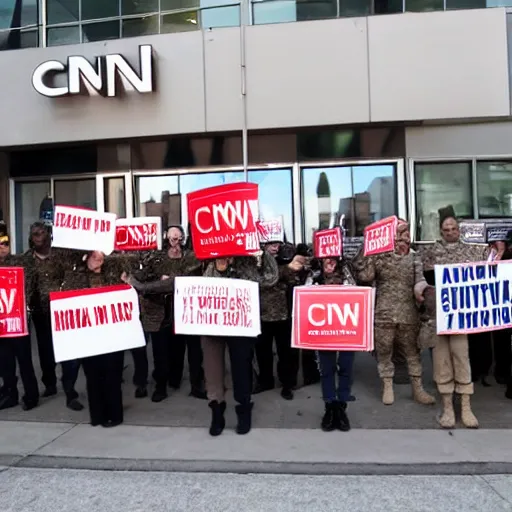 Image similar to army of daddy protestors at cnn headquarters