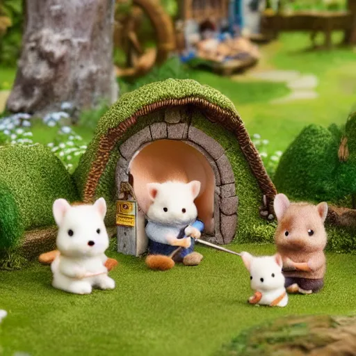 Image similar to lord of the rings calico critters in the shire