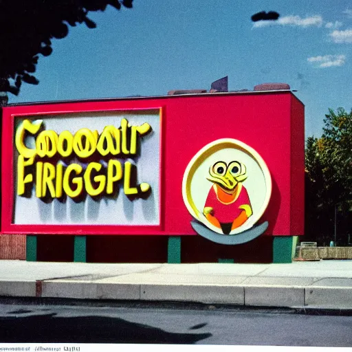 Image similar to The mascot for a once-popular fast food chain, 1970, colour photography