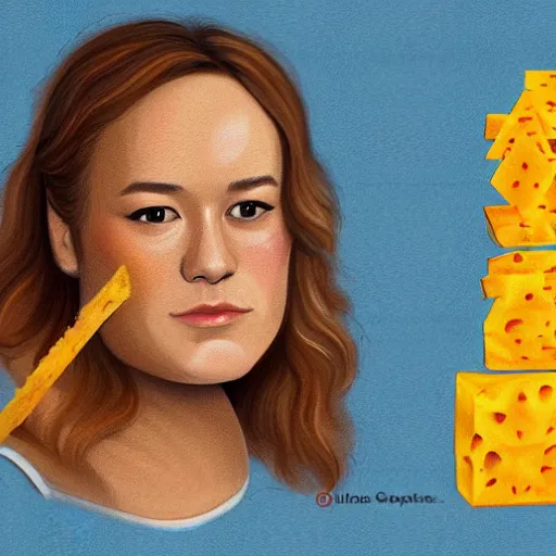 Image similar to brie larson portrait made out of cheese, brie, concept art, matte painting