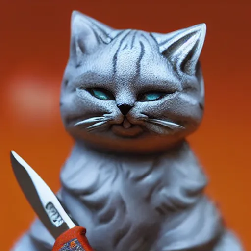 Image similar to figurine of cute cat with knife