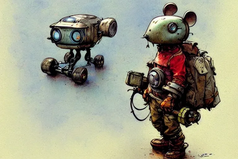 Image similar to adventurer ( ( ( ( ( 1 9 5 0 s retro future robot mouse explorer vehical. muted colors. ) ) ) ) ) by jean baptiste monge!!!!!!!!!!!!!!!!!!!!!!!!! chrome red