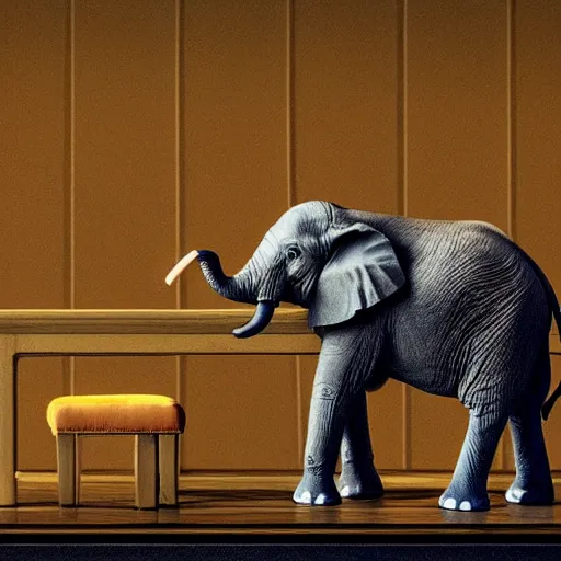 Prompt: An elephant playing the piano for other animals in a bar, details, smooth, sharp focus, illustration, realistic, cinematic, artstation,, award winning, artwork by Akira Toriyama