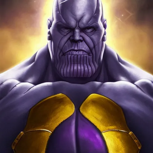 Prompt: thanos with the infinity gauntlet on a battlefield, artstation hall of fame gallery, editors choice, #1 digital painting of all time, most beautiful image ever created, emotionally evocative, greatest art ever made, lifetime achievement magnum opus masterpiece, the most amazing breathtaking image with the deepest message ever painted, a thing of beauty beyond imagination or words