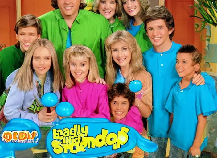 Prompt: the episode of the brady bunch where everyone gets covered with nickelodeon slime hd