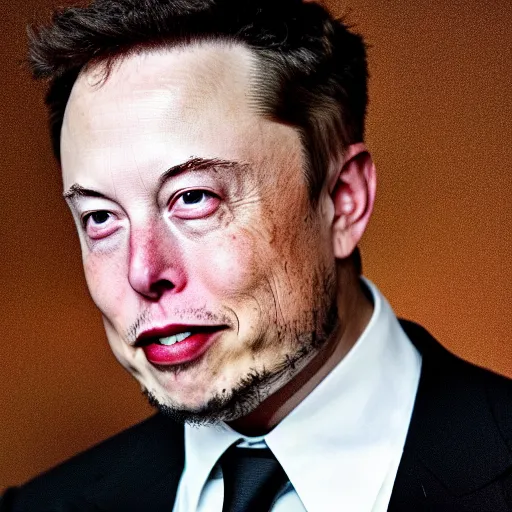 Image similar to “Elon musk the discord moderator who is so white from no sunlight. Eyes red from looking at the screen for too long. Sitting in his Tesla using the car screen as a computer.”