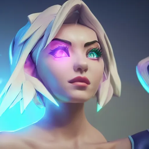 Image similar to still of pretty Riven (League of Legends) in KDA music video. 3d render, octane render, game art, realistic, highly detailed, trending on artstation, 4k, trending on artstation, pixar, cgsociety, unreal engine 5, redshift render, trending on artstation, blender, behance, cg