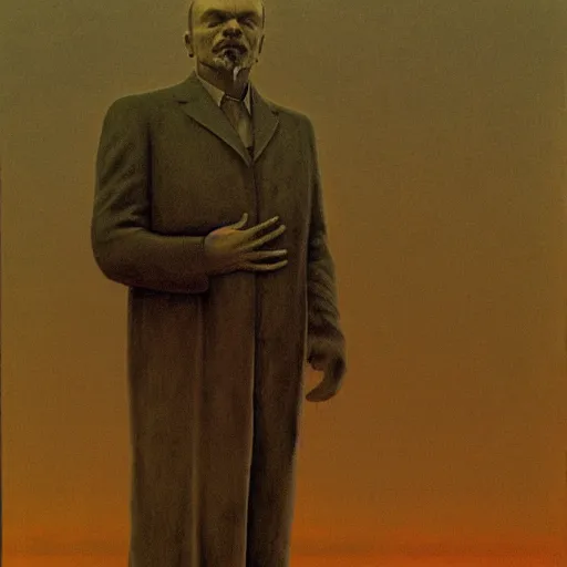 Prompt: Vladimir Lenin. Zdzisław Beksiński