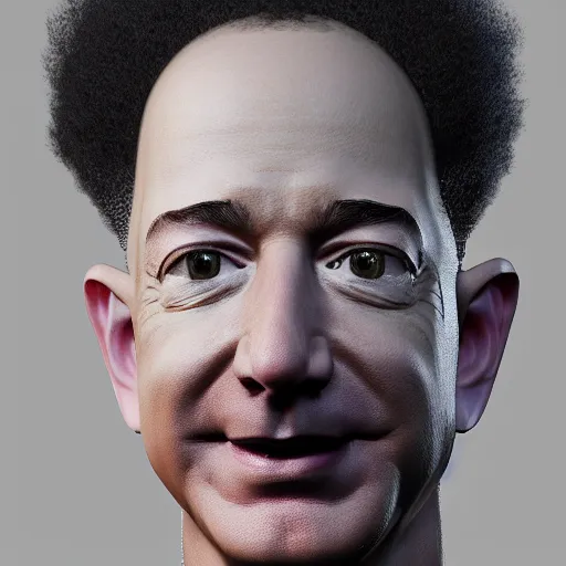 Image similar to jeff bezos with an afro, ultra realistic, canon 3 5 mm portrait photography, 8 k, unreal engine