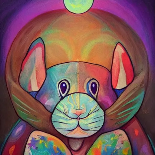 Prompt: this is a painting with the theme rabbit inner peace on the artstation trending page of year 2 2 2 2