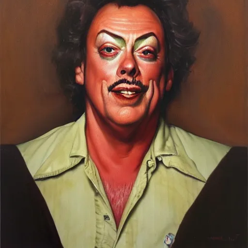 Image similar to painting of Tim Curry in the style of Norman Rockwell , 8k high definition high quality