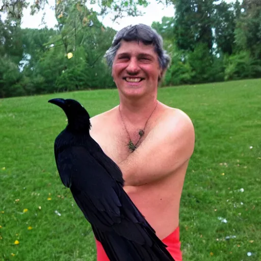 Prompt: very happy crow, he is very happy