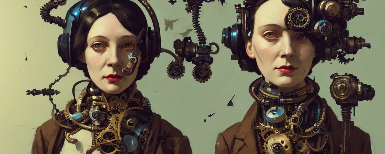 Prompt: duotone dark concept illustration 3 / 4 portrait of ada lovelace as steampunk cyborg. highly detailed mechanism cinematic volumetric lighting. fibonacci golden ratio accidental renaissance. by sachin teng and sergey kolesov and ruan jia and heng z. graffiti art, scifi, fantasy, hyper detailed. octane render. concept art. trending on artstation