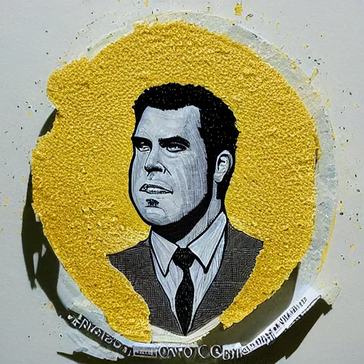 Image similar to lemony snicket portrait made from lemons, detailed,