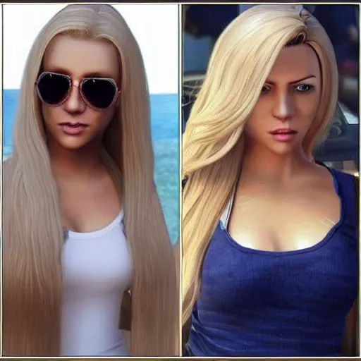 Prompt: gta 5 style blonde hair girl with long hair