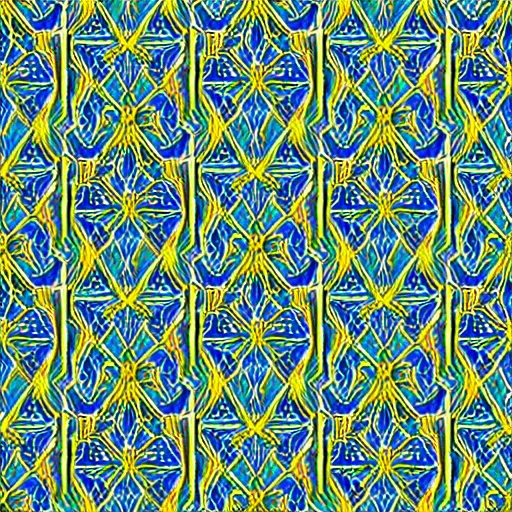 Image similar to a beautiful, symmetric pattern by andy warhol, blue color scheme, cyan colors, gold highlights, ultra high details, triade color scheme, # 2 2 3 3 e 6