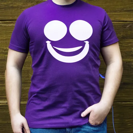 Image similar to a purple t-shirt with a cartoon face