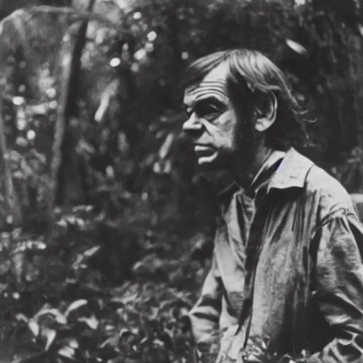 Prompt: gilles deleuze in the jungle, 1 8 9 5