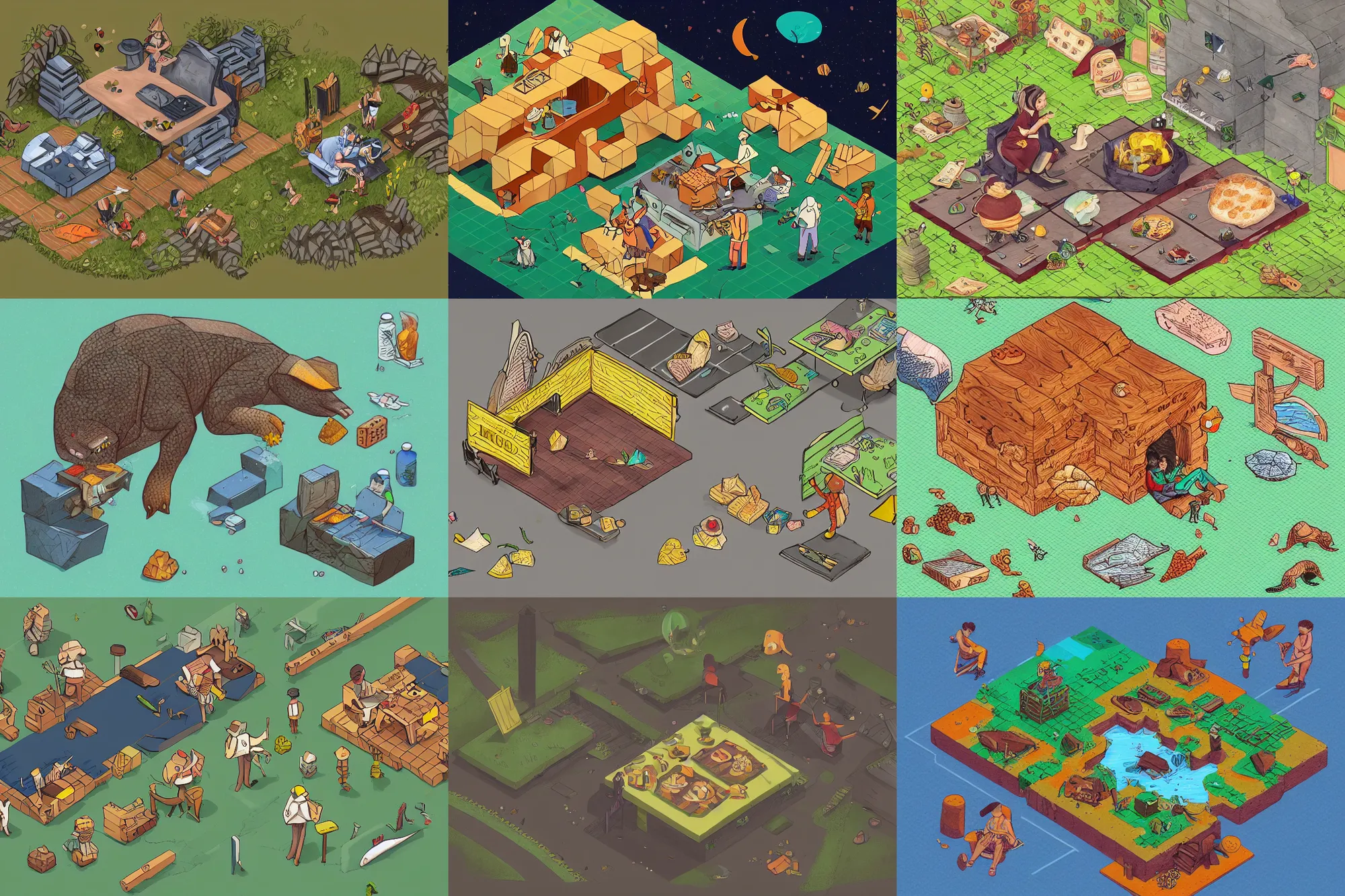 a hogalorp eating a shimfamf. isometric game art. | Stable Diffusion ...