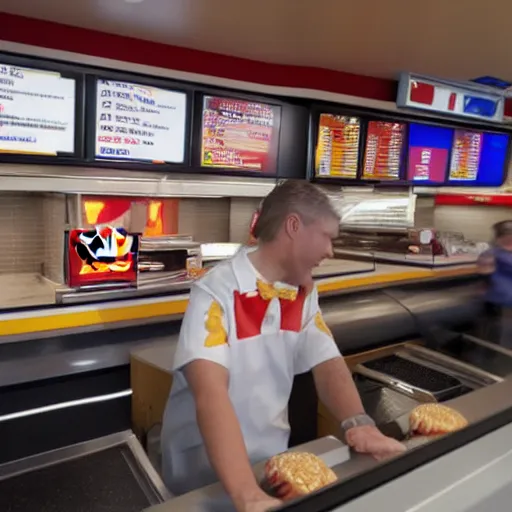 Image similar to ronald mcdonal buying food at burger king