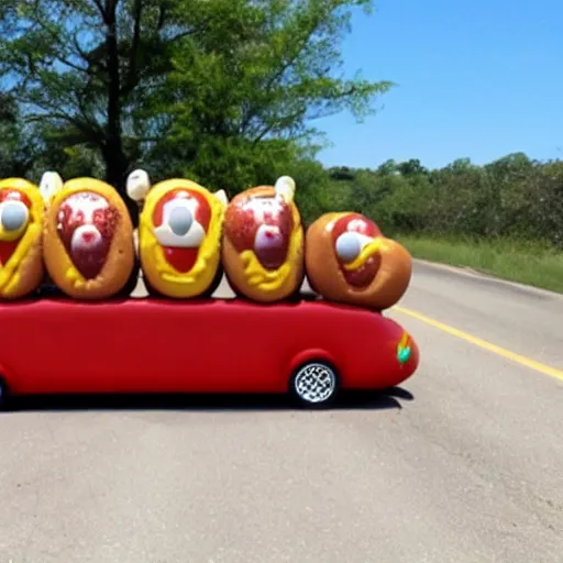 Prompt: hot dog car